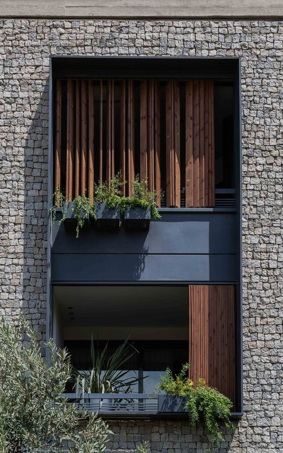 نمای ترکیبی 11 stone wood mix facade