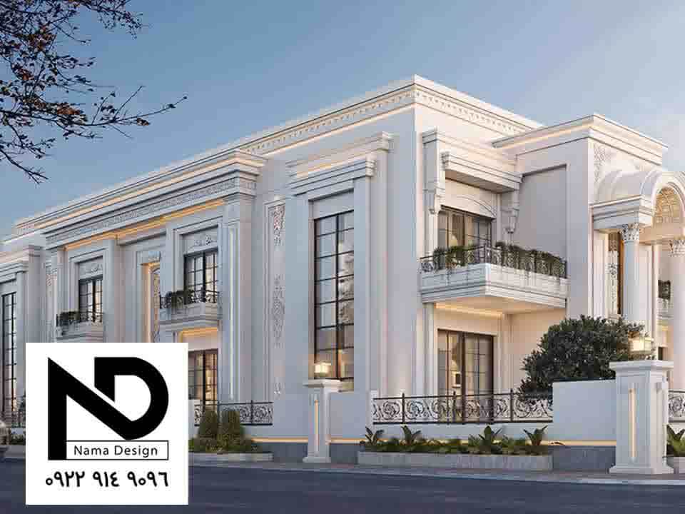 طراحی نمای کلاسیک 3 طراحی نمای ویلا به سبک کلاسیک