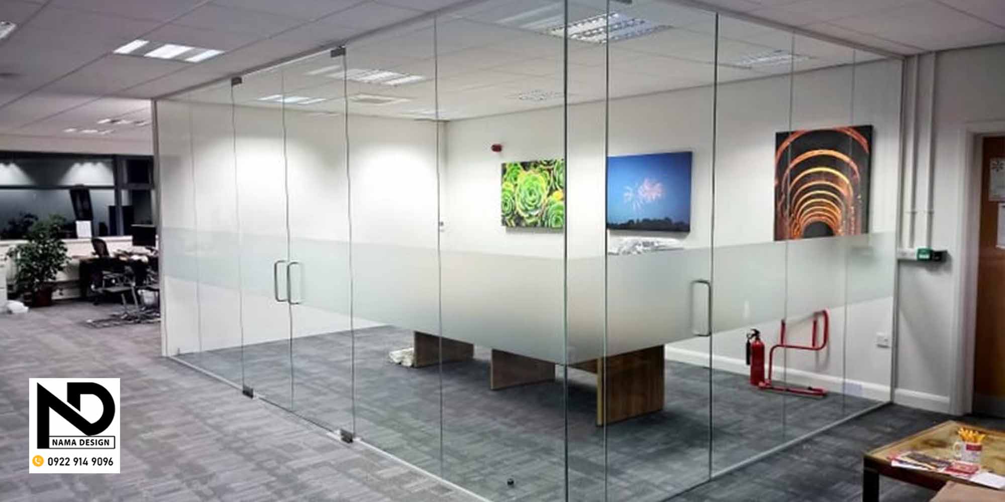 پارتیشن شیشه ای فریم لس